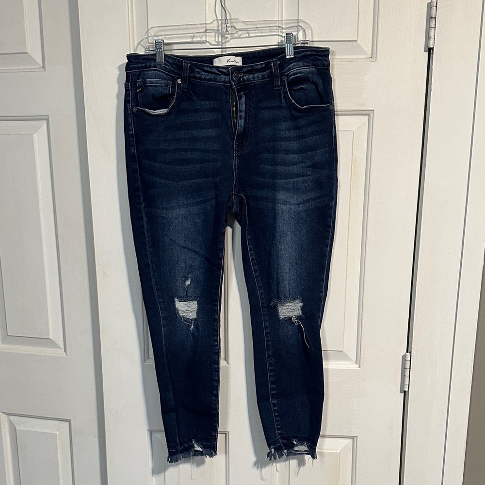 KanCan Dark Wash Distressed Ankle Jeans size XL Women’s